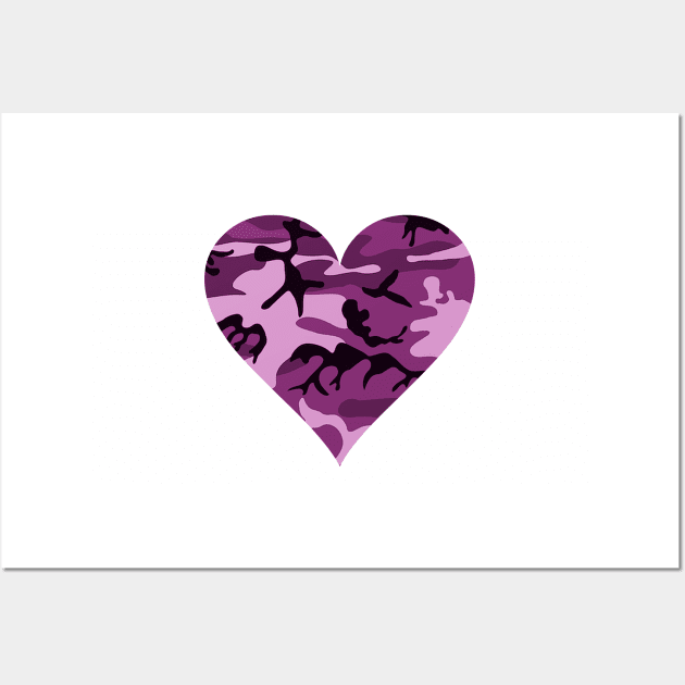 Camouflage Purple Heart Colorful pattern 2020 Wall Art by hispanicworld